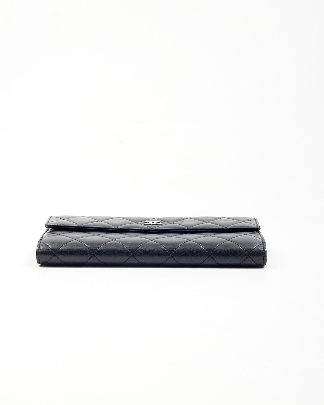 Chanel Black Lambskin Long French Flap Wallet