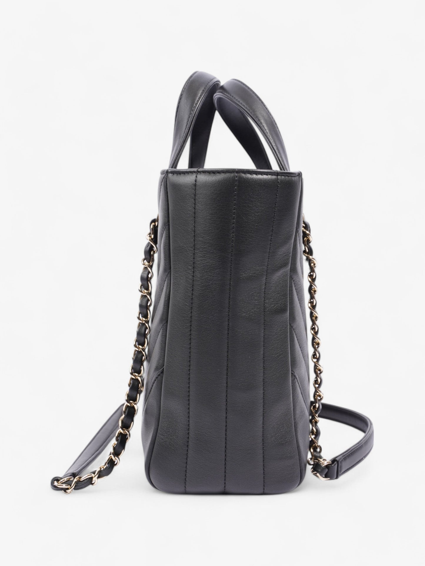 Chanel Shopping Tote Black Calfskin Leather Small
