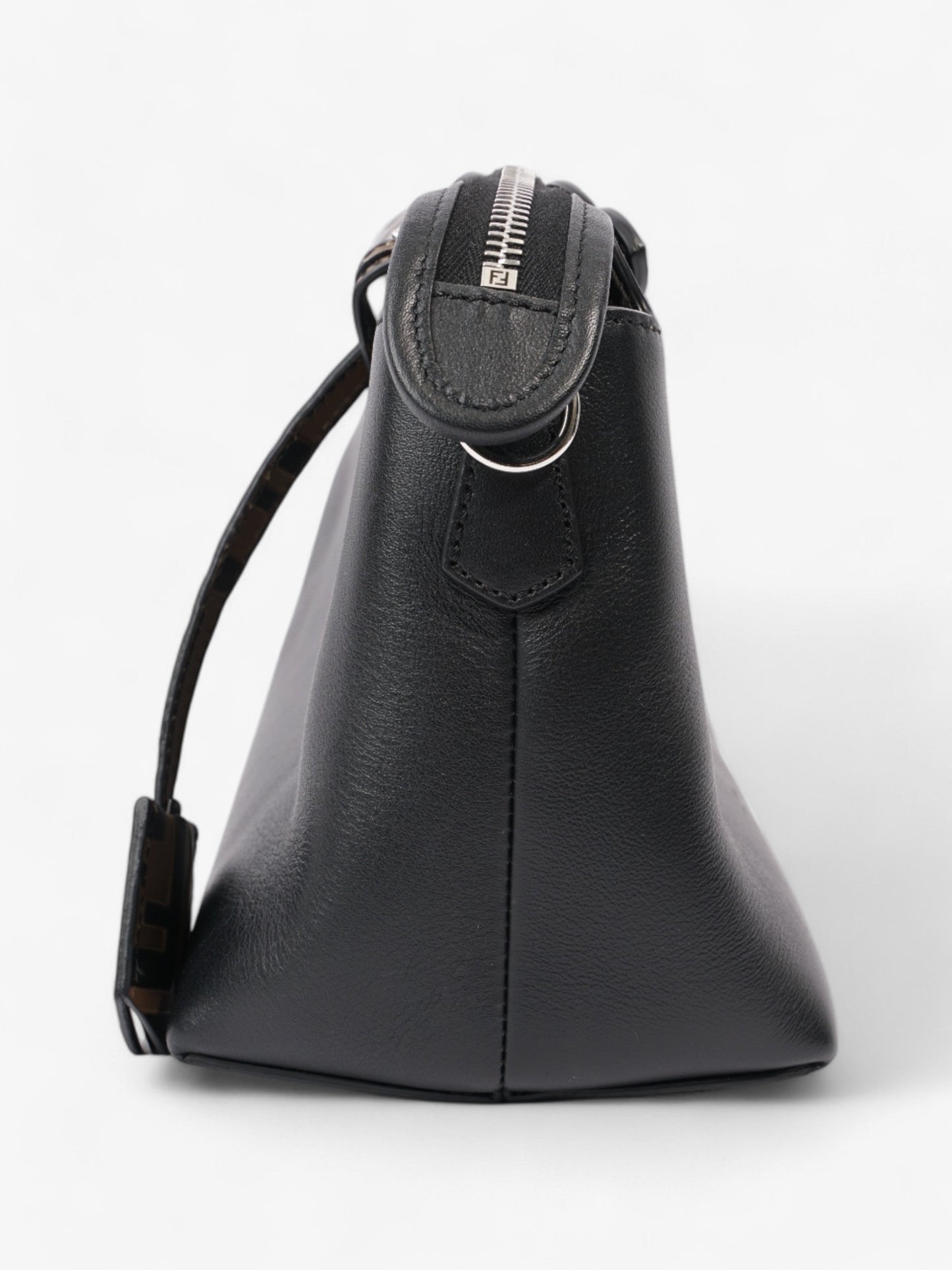 Fendi Zucchino Shoulder Bag Black / Light Gold Suede