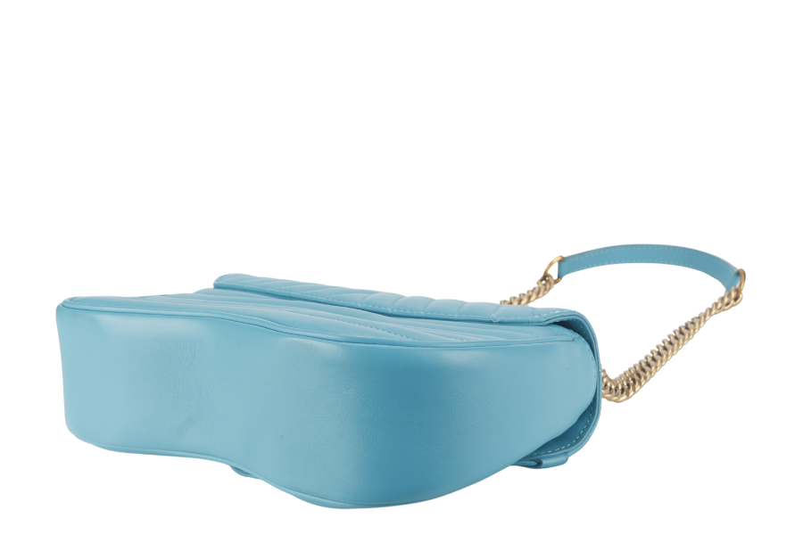 LOUIS VUITTON NEW WAVE CHAIN BAG MM ( ) BLUE CALFSKIN GOLD HARDWARE NO DUST COVER
