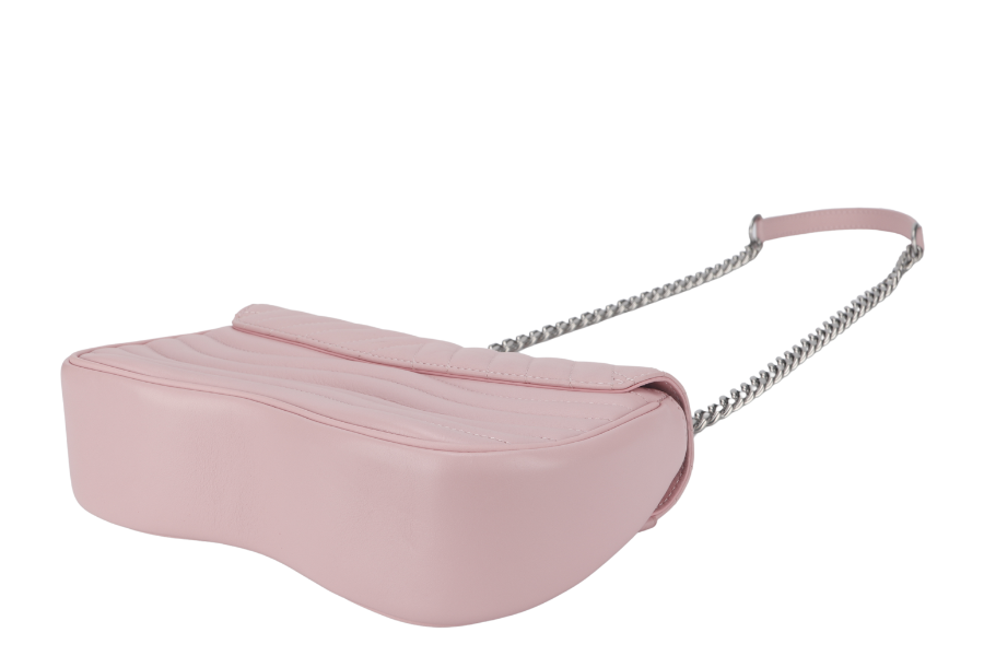 LOUIS VUITTON NEW WAVE CHAIN BAG MM ( ) PINK CALFSKIN SILVER HARDWARE WITH DUST COVER