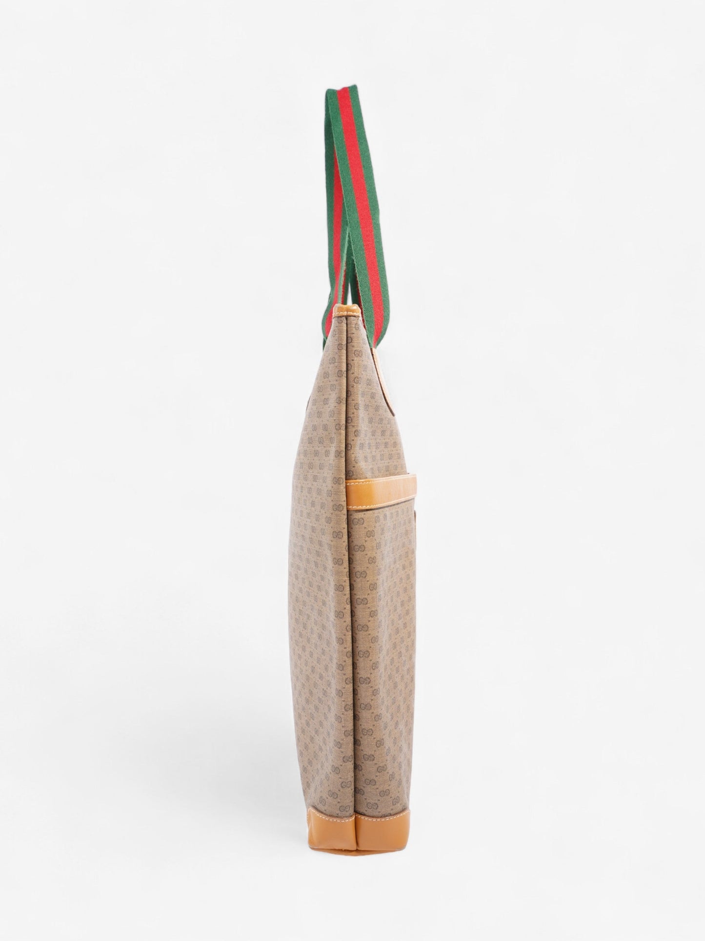 Gucci Supreme Tote Light Brown / Green And Red Web Coated Canvas