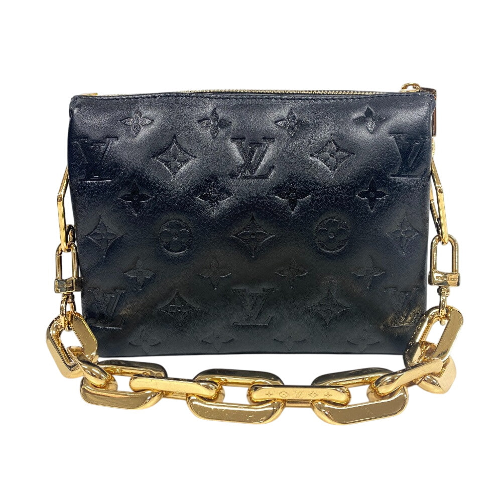 LOUIS VUITTON Handbag M21259 leather black Monogram emboss Kussan BB Chain(Unisex)