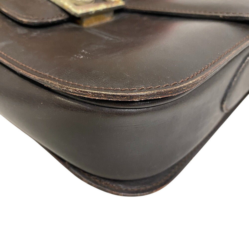 CELINE Shoulder Bag leather Brown Carriage Metal Women