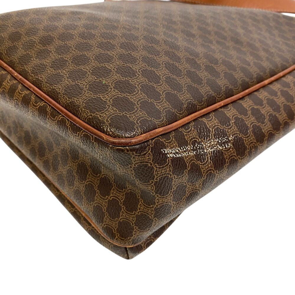 CELINE Shoulder Bag leather Brown macadam Women