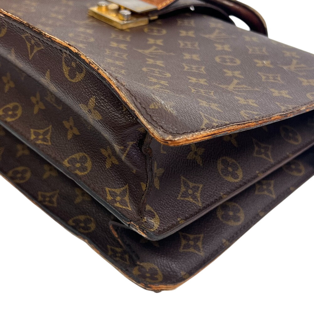 LOUIS VUITTON Business bag leather Brown Monogram Fermoire