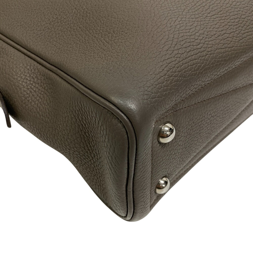 HERMES Business bag leather gray Victoria 40 mens