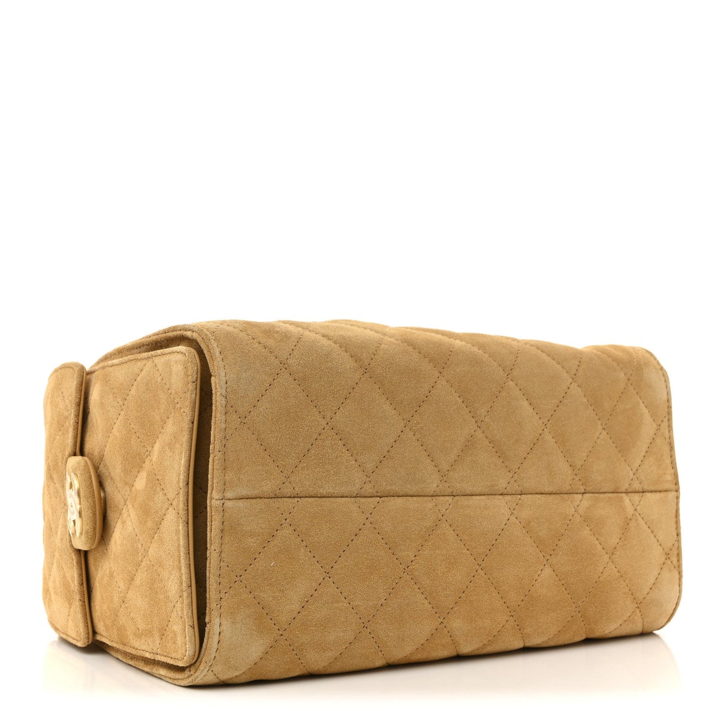Suede Quilted Small Chanel 25 Handbag Beige