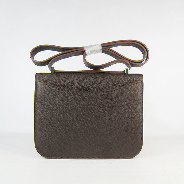 Luxury Hermes Constance Cowskin Leather Bag dark coffee silver