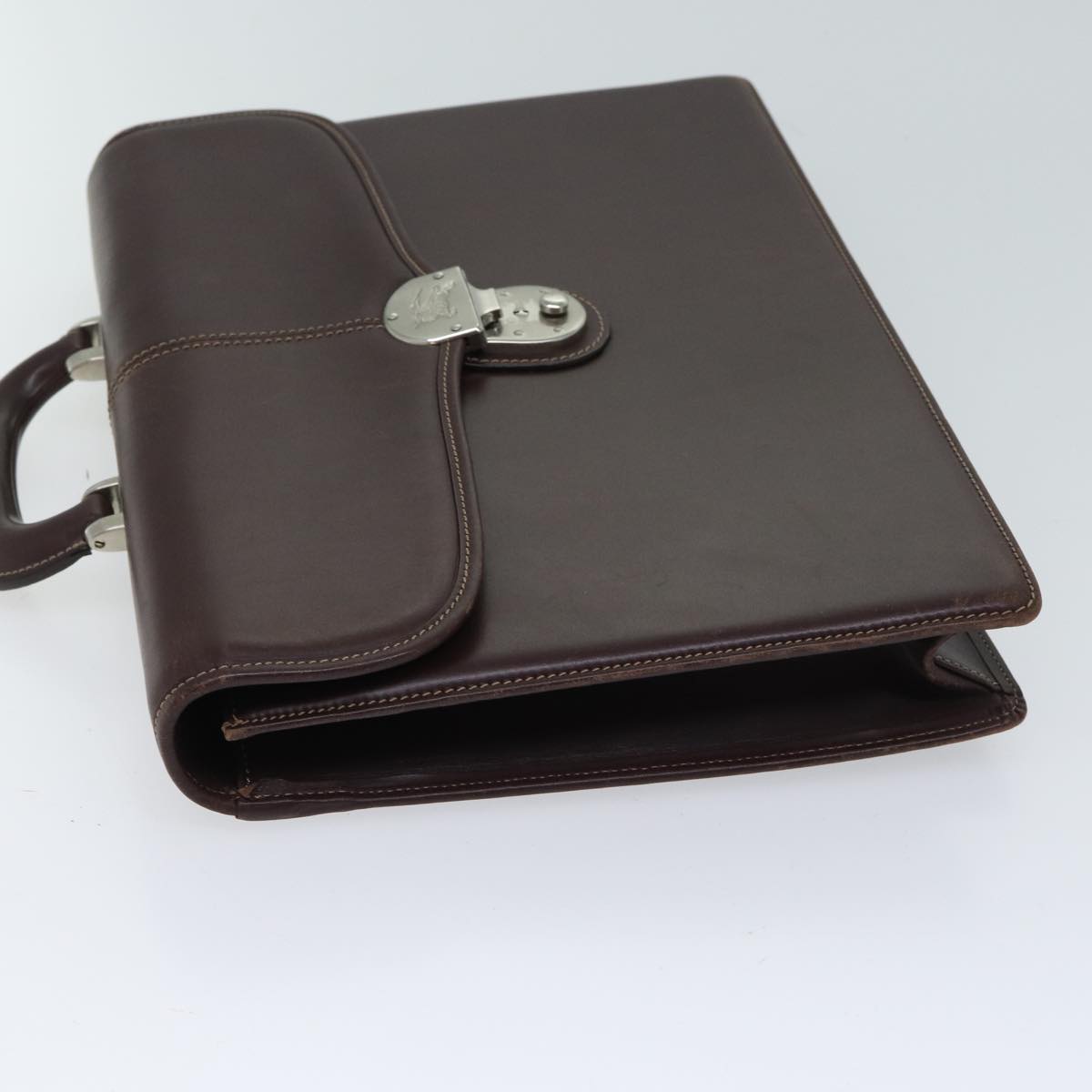 Burberry Hand Bag Leather Brown Auth ac2924