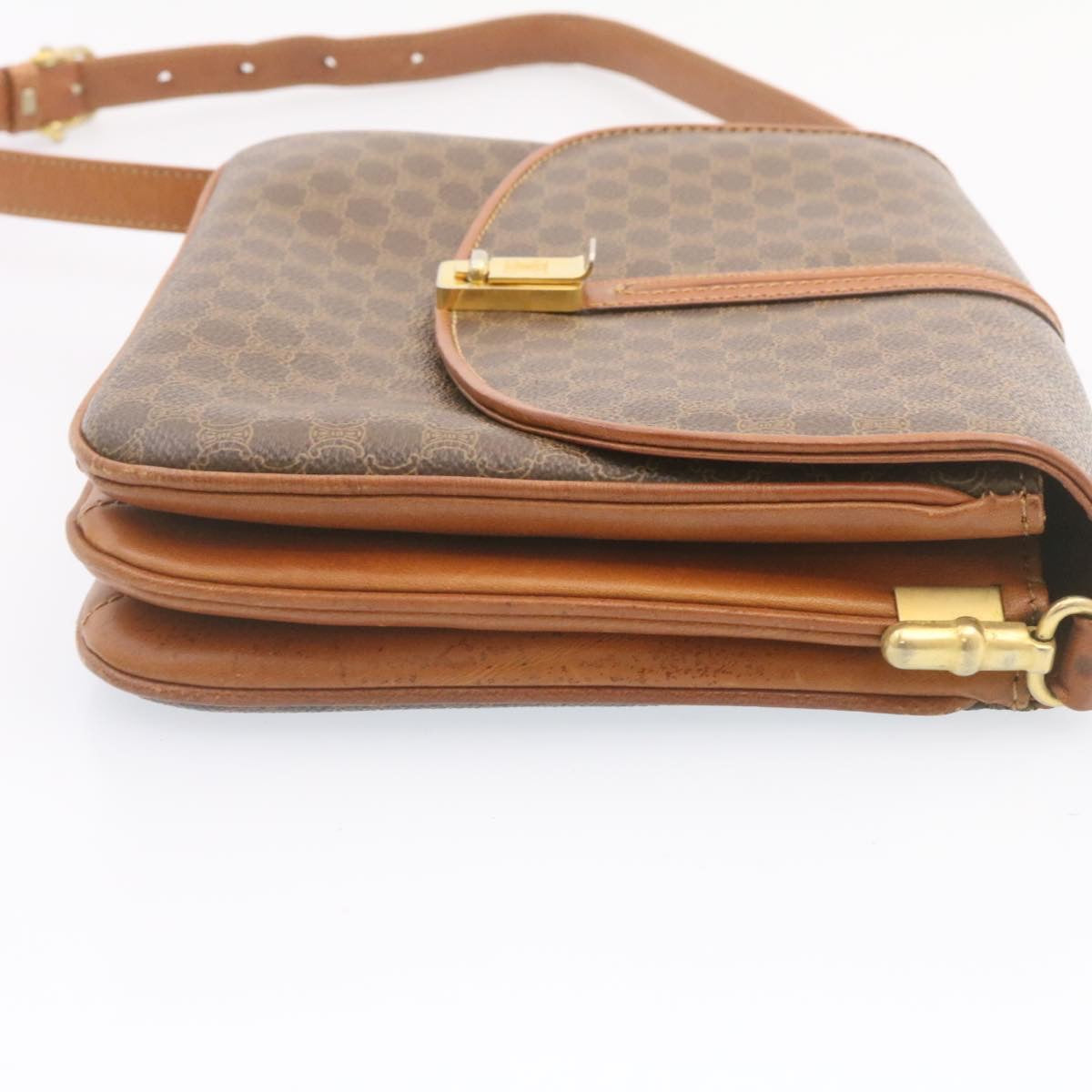 Luxury CELINE Macadam Canvas Shoulder Bag PVC Leather Brown ai095