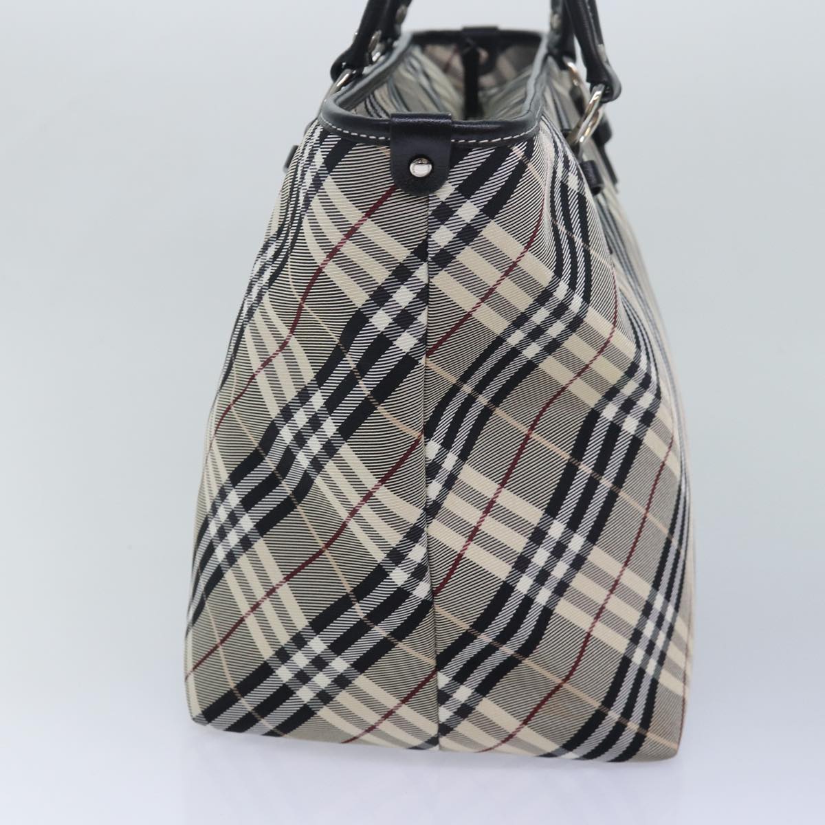 Burberry Nova Check Blue Label Tote Bag Nylon Black Gray Auth am6659