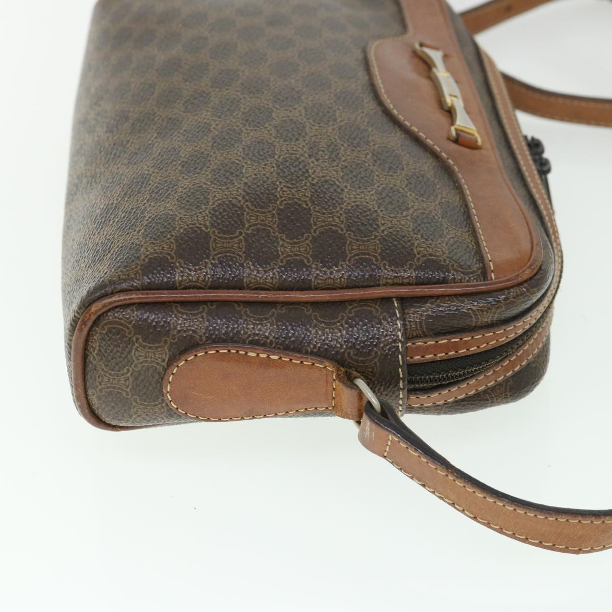 Luxury CELINE Macadam Canvas Shoulder Bag PVC Leather Brown ar10380B