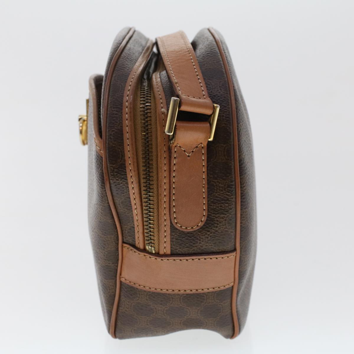 Luxury CELINE Macadam Canvas Shoulder Bag PVC Leather Brown ar9832