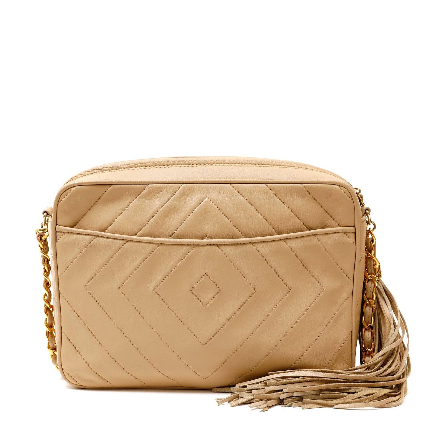 Chanel Beige Quilted Leather Camera Bag