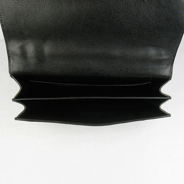 Luxury Hermes Calf Leather Message Bag Black Silver