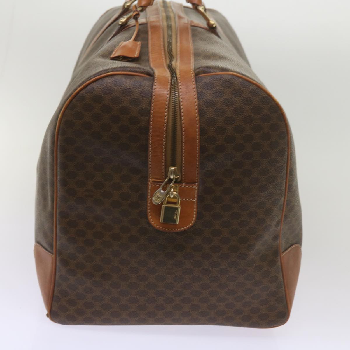 Luxury CELINE Macadam Canvas Boston Bag PVC Brown 12004