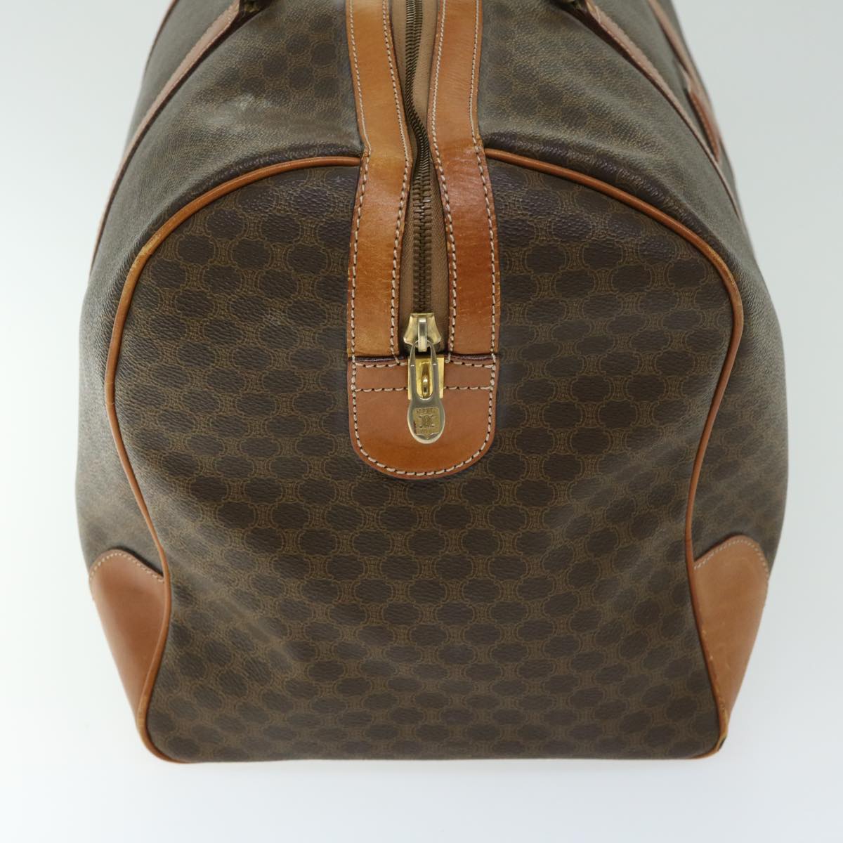 Luxury CELINE Macadam Canvas Boston Bag PVC Brown 12095