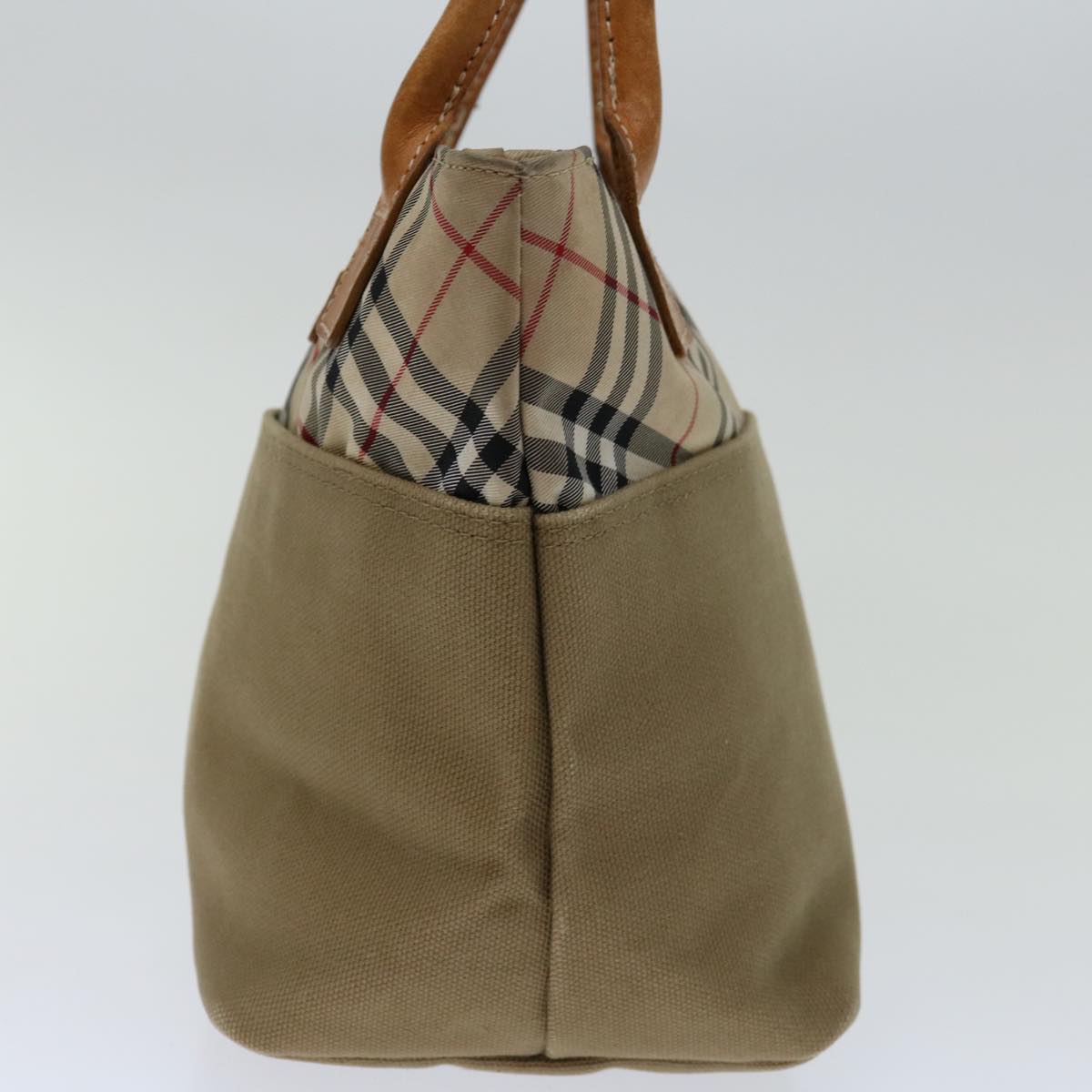 Burberry Blue Label Hand Bag Canvas Beige Auth bs12583