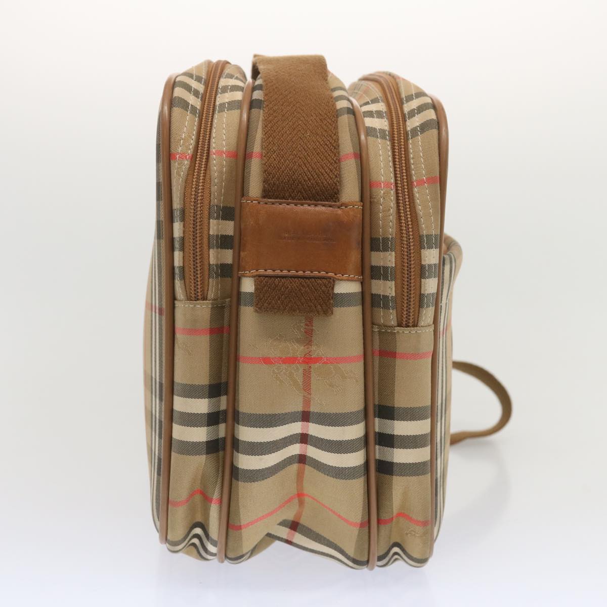 Burberry Nova Check Shoulder Bag Canvas Beige Auth bs12602