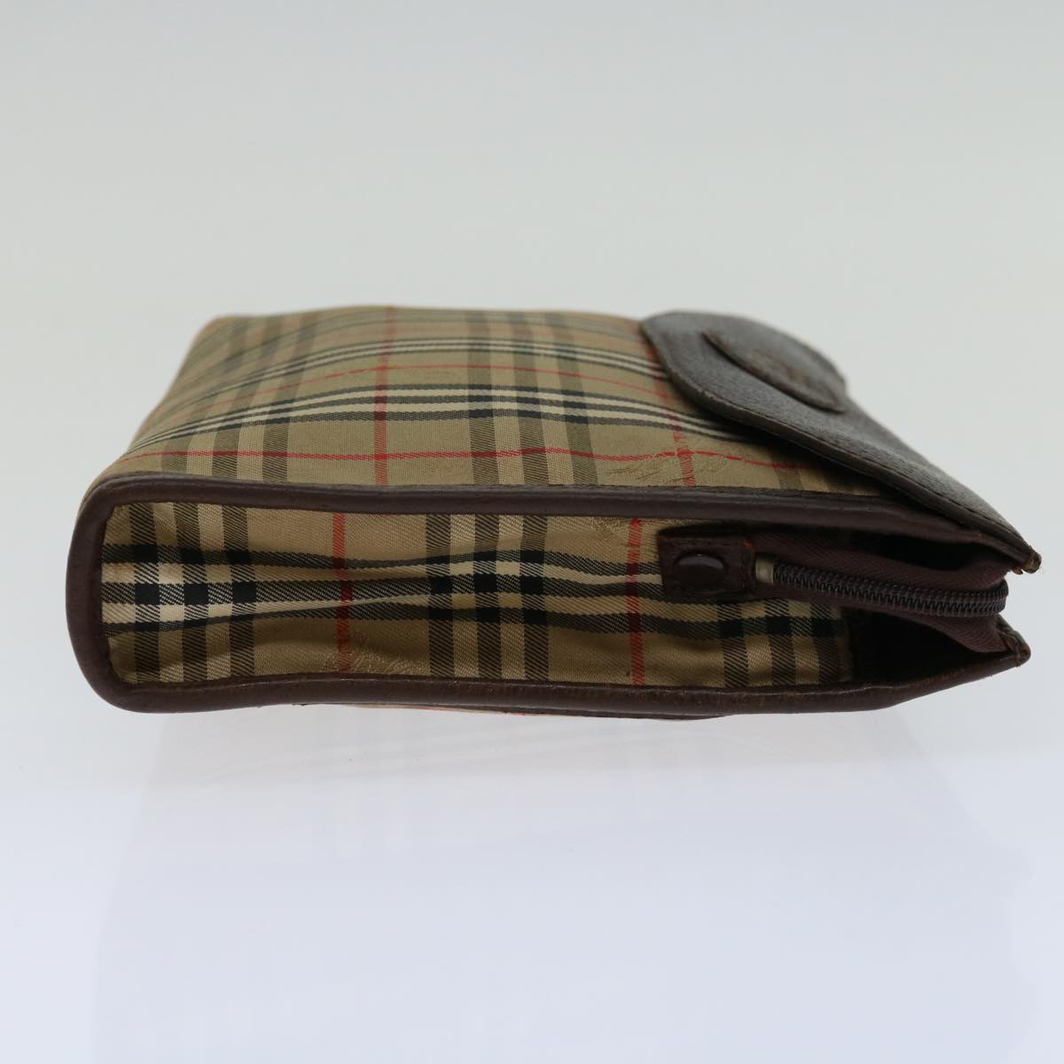 Burberry Nova Check Clutch Bag Canvas Beige Auth bs12774