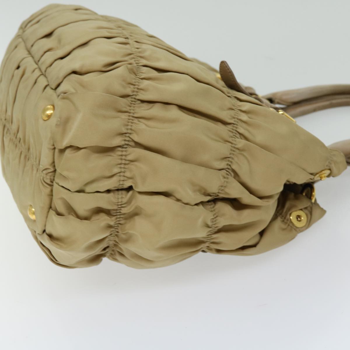 PRADA Hand Bag Nylon 2way Beige Auth bs13154