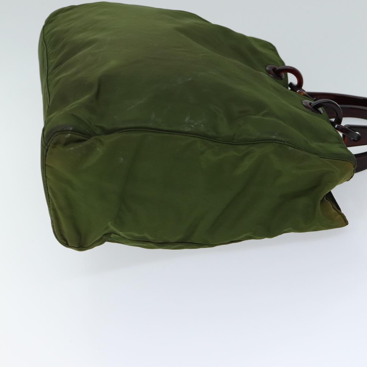 PRADA Hand Bag Nylon Khaki Auth bs13320