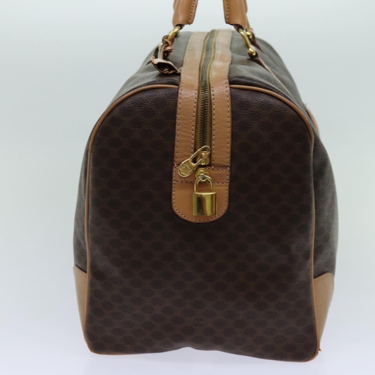 Luxury CELINE Macadam Canvas Boston Bag PVC Brown 13430