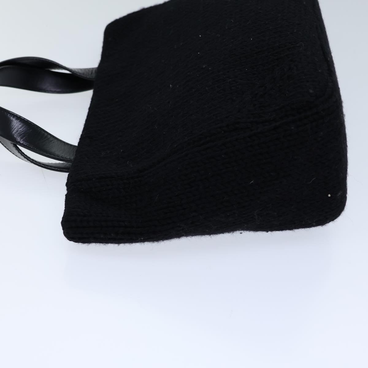 PRADA Hand Bag Wool Black Auth bs13809