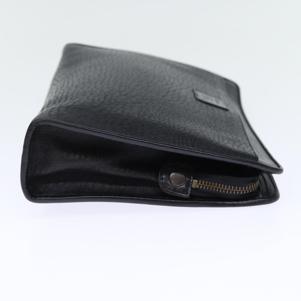 Burberry Clutch Bag Leather Black Auth bs14320