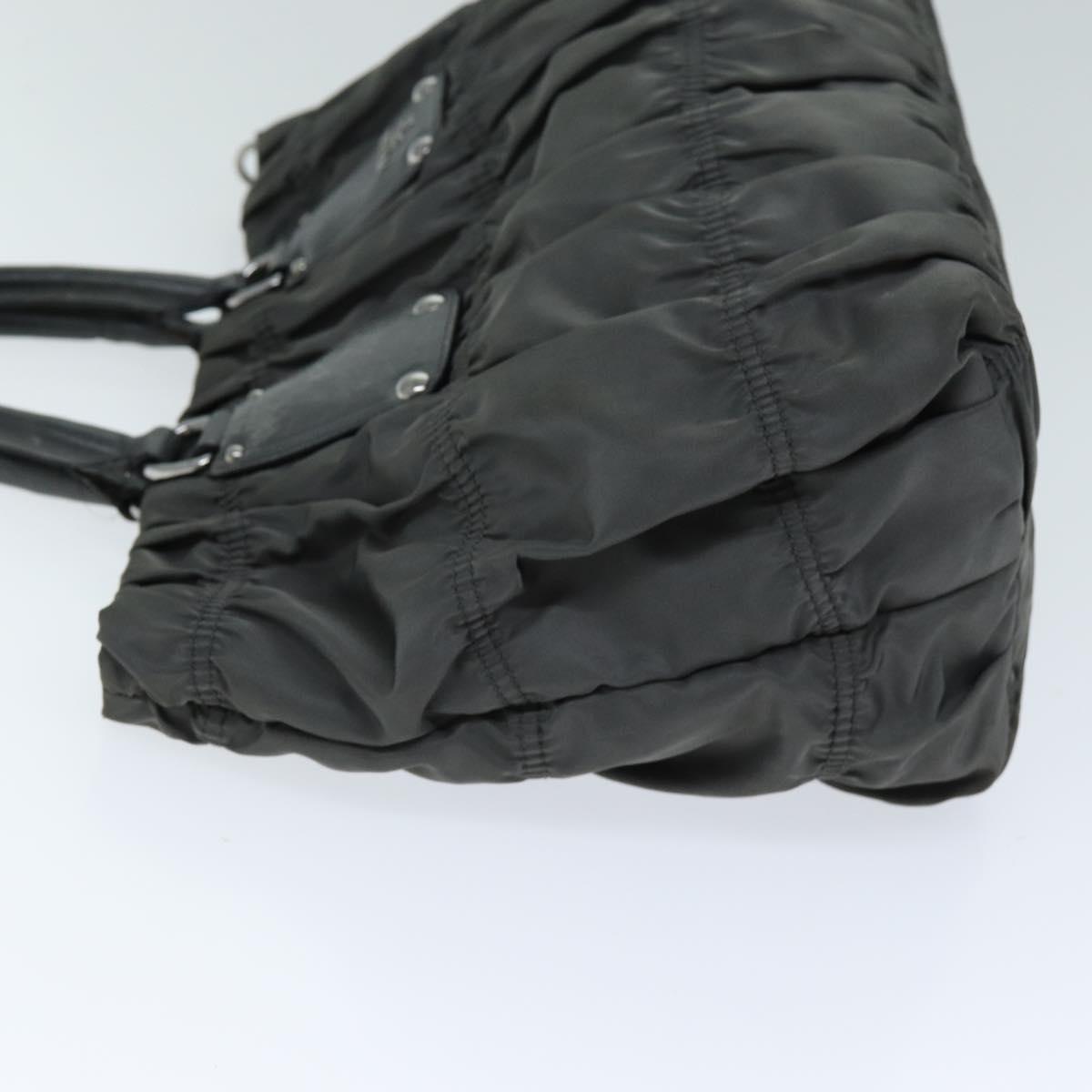 PRADA Hand Bag Nylon Gray Auth bs14395