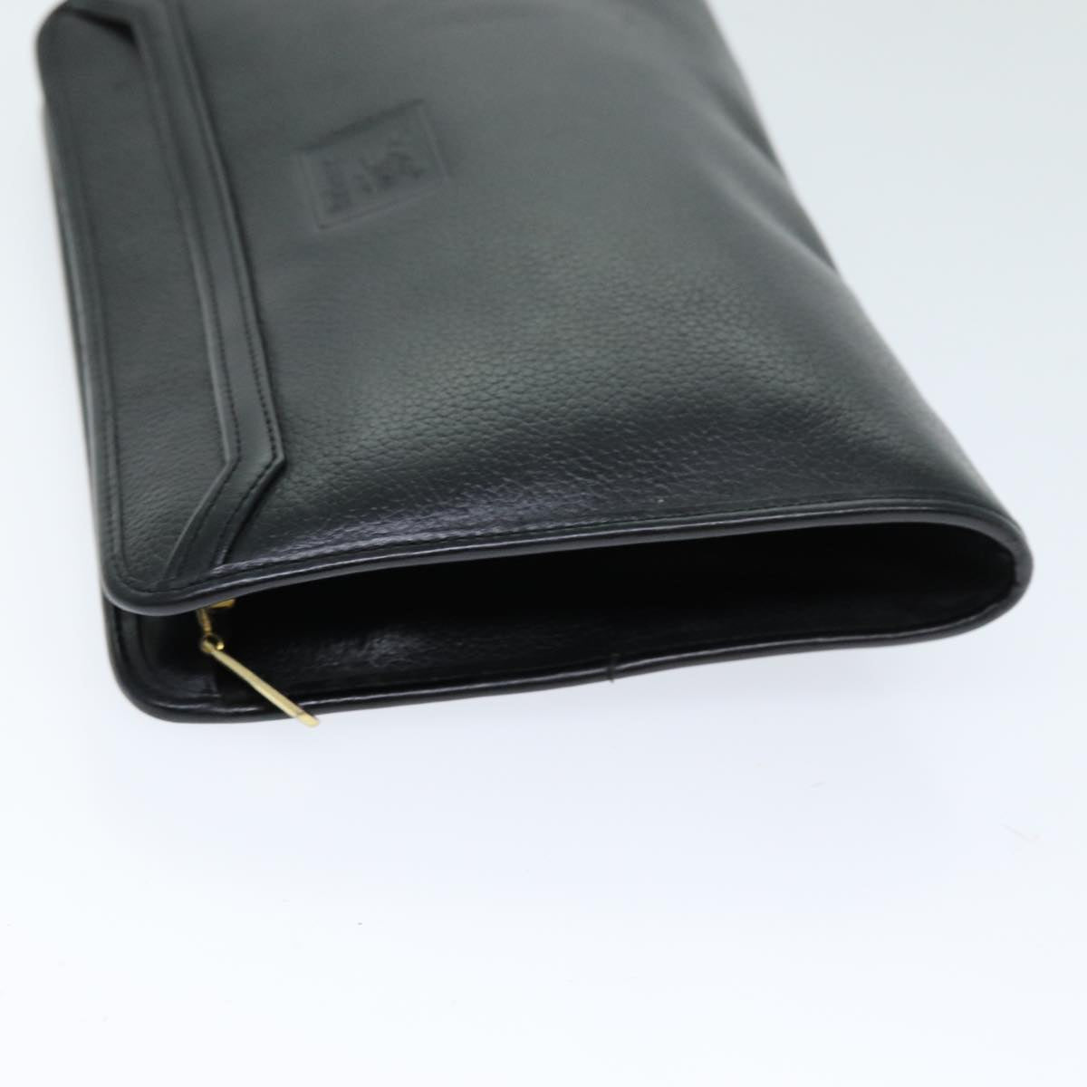 Burberry Clutch Bag Leather Black Auth bs14647