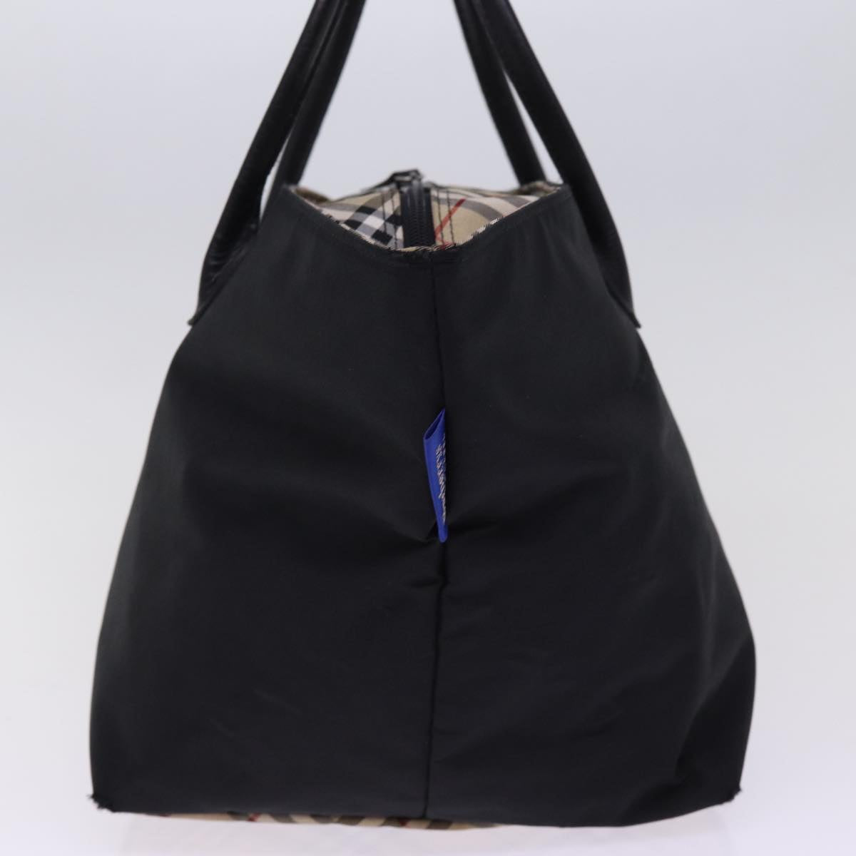 Burberry Nova Check Blue Label Hand Bag Nylon Beige Black Auth bs14994