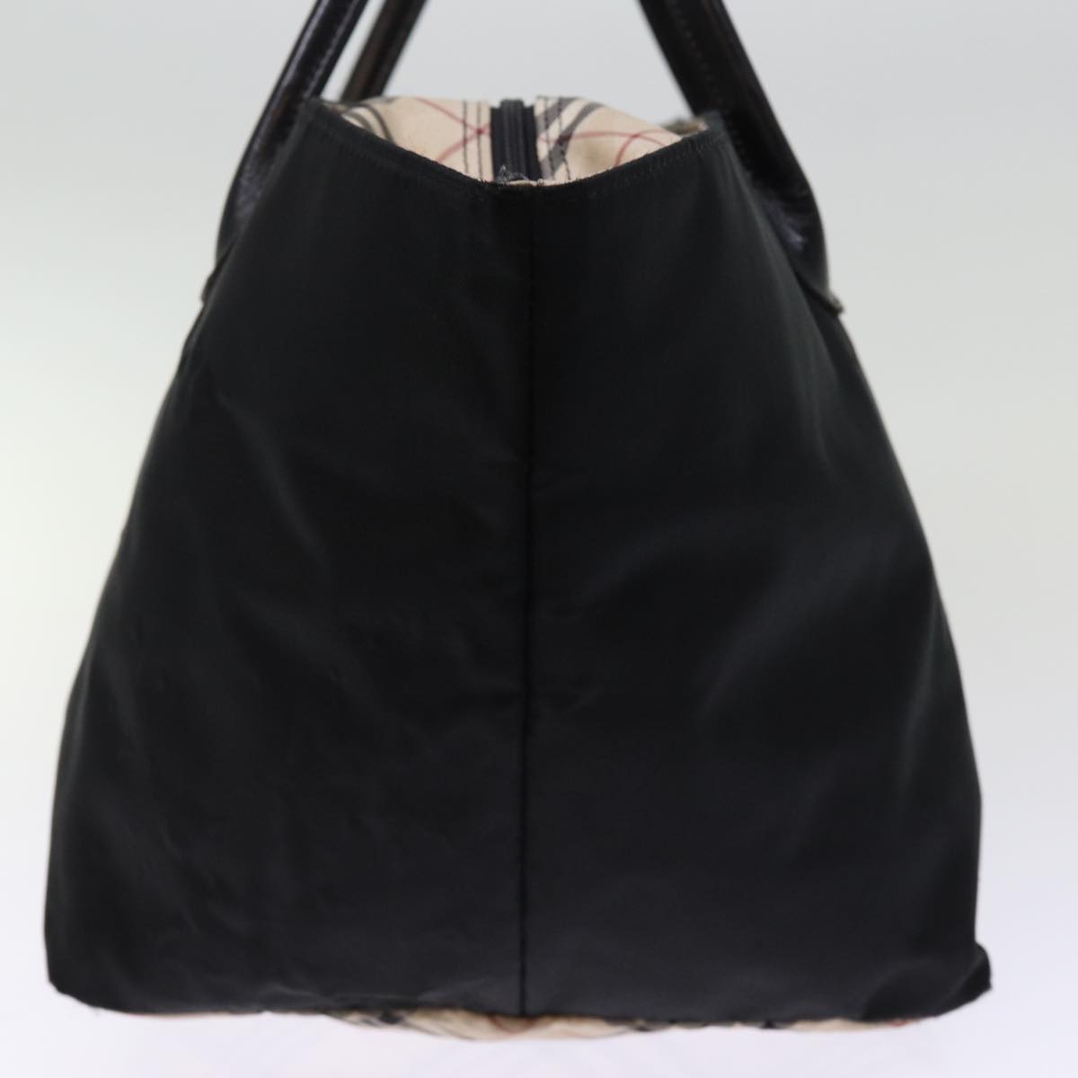 Burberry Nova Check Blue Label Tote Bag Nylon Beige Black Auth bs15059
