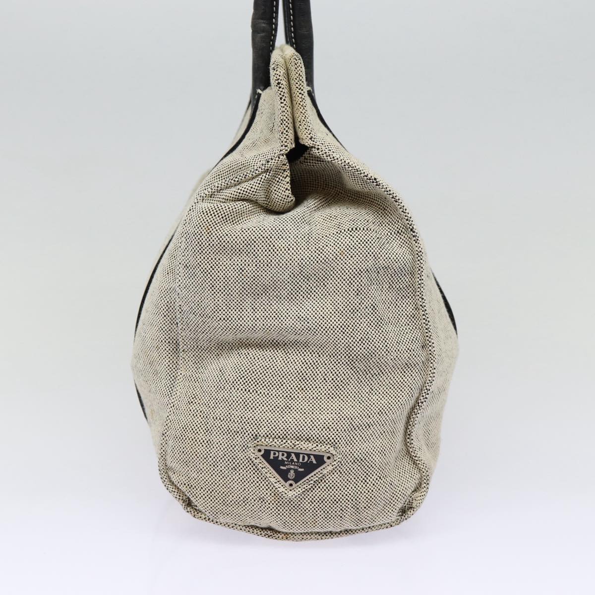 PRADA Tote Bag Canvas Gray Silver Auth