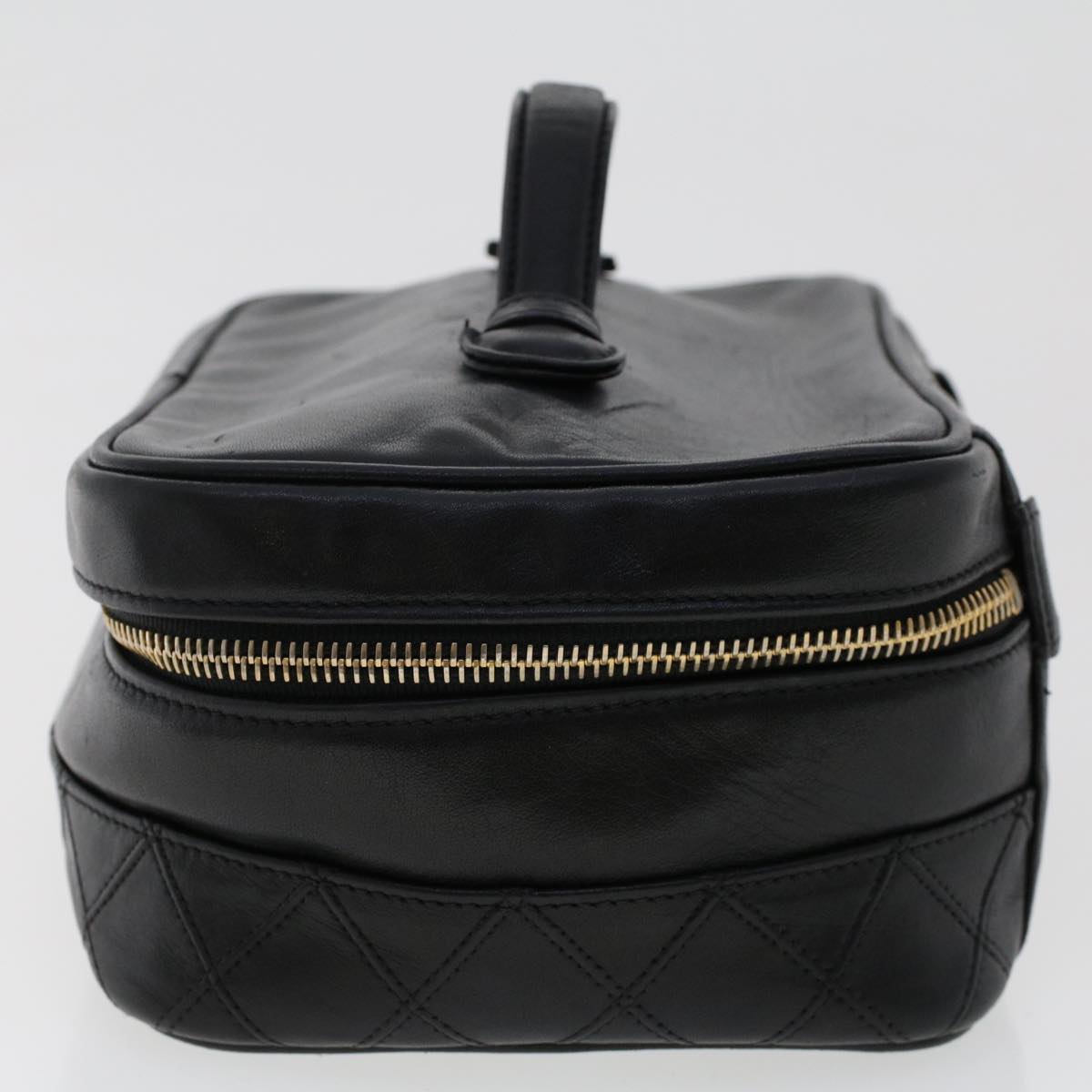 CHANEL Bicolole Vanity Cosmetic Pouch Leather Black CC bs6921