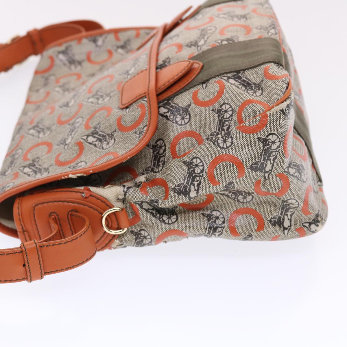 Luxury CELINE C Macadam Canvas Shoulder Bag Gray 7140