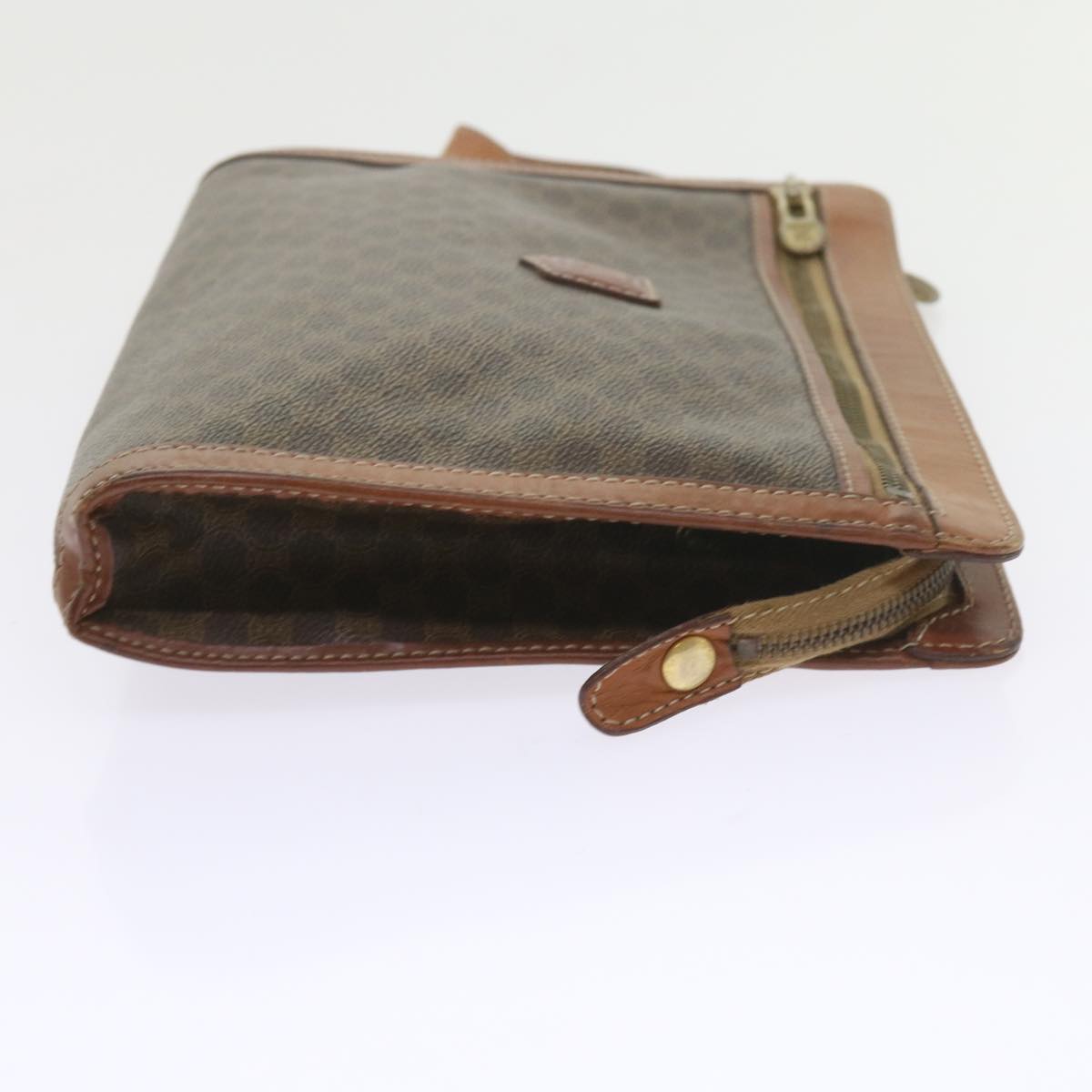 Luxury CELINE Macadam Canvas Clutch Bag PVC Leather 4Set Brown Beige 8705