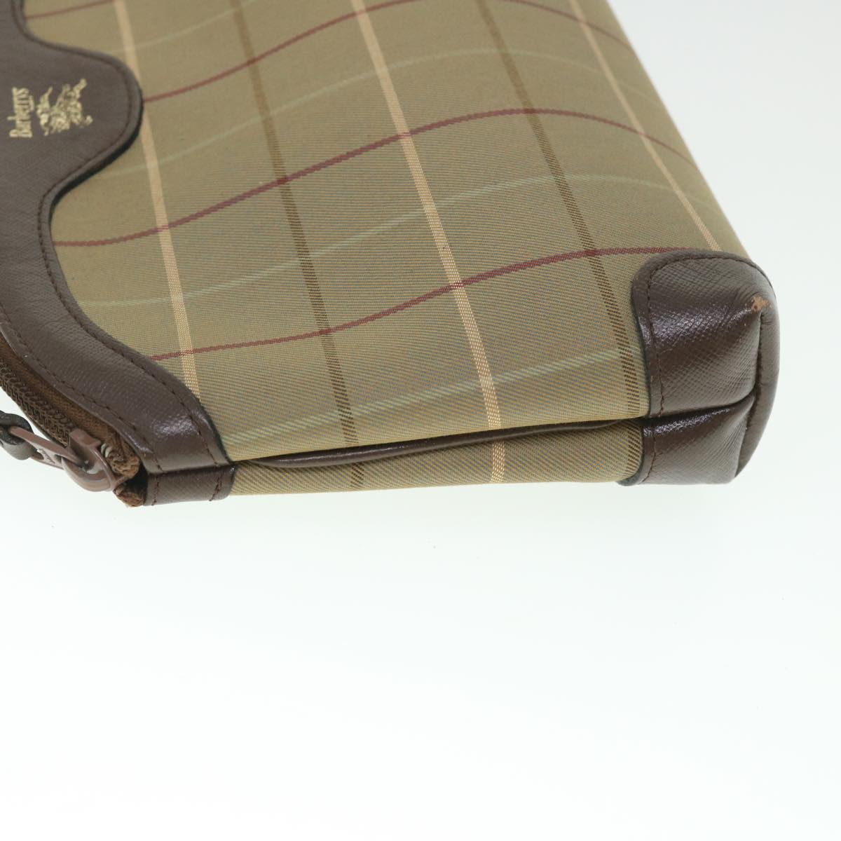 BURBERRYSs Nova Check Clutch Bag Nylon Canvas Brown Auth bs8723