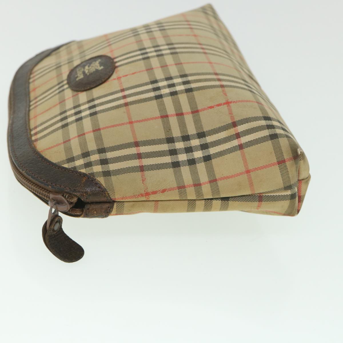 Burberry Nova Check Clutch Bag Canvas Nylon Beige Auth bs9050