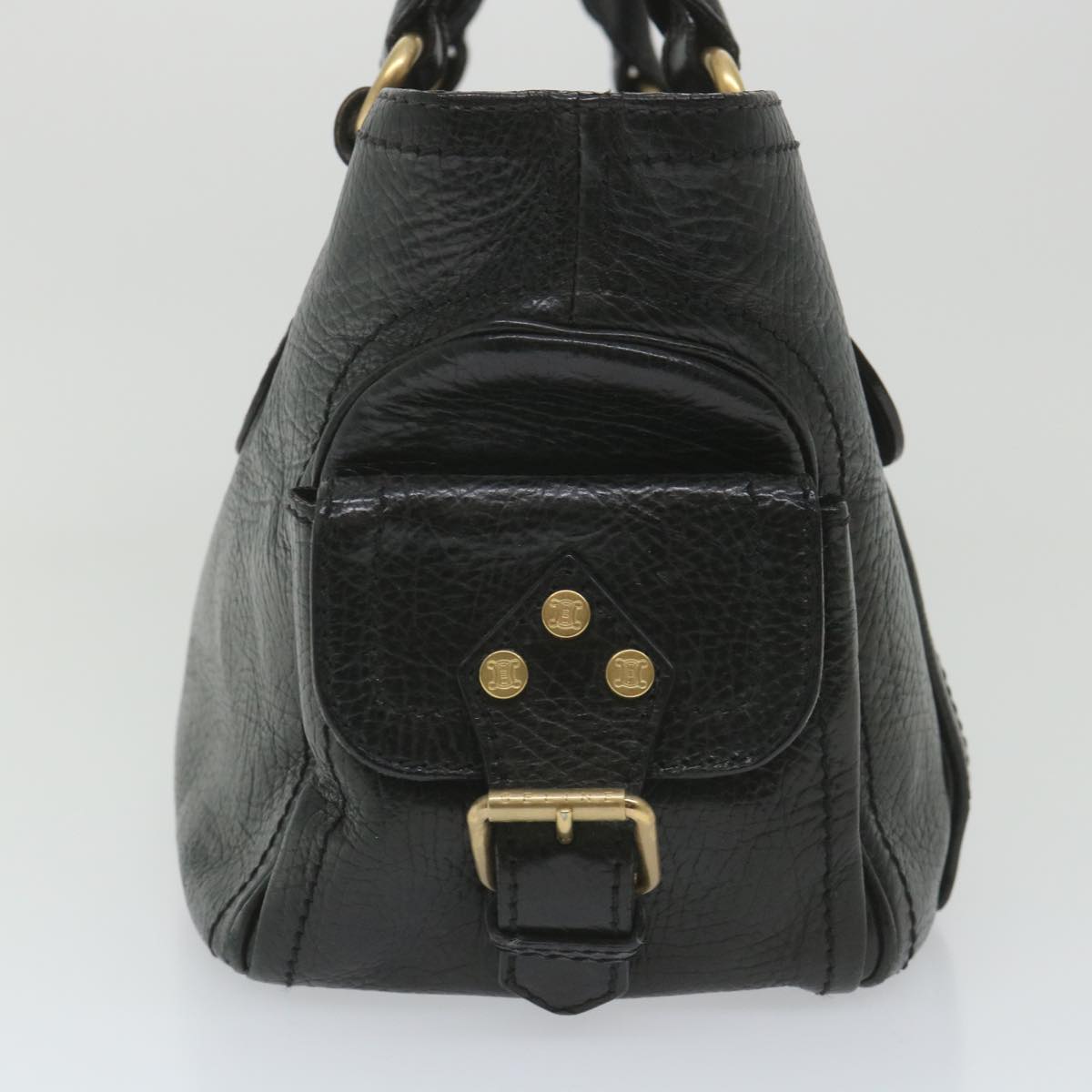 Luxury CELINE Hand Bag Leather Black 9854