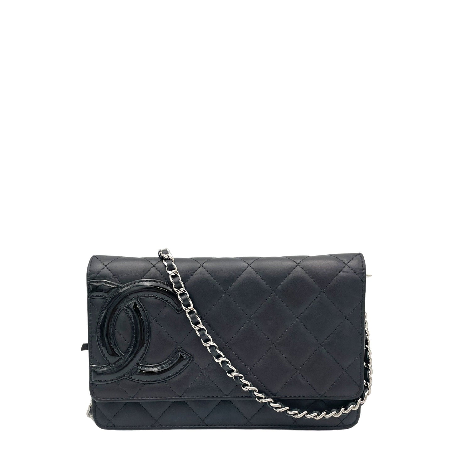 Chanel Cambon Black Wallet On Chain in Calfskin Silver hardware S2409 000792CH