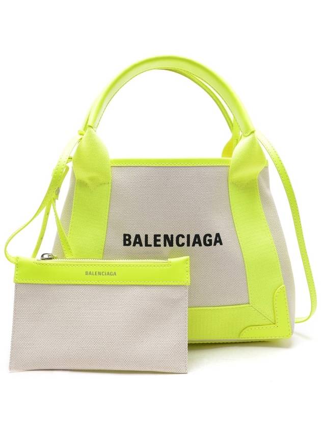 Luxury Balenciaga Trending 2026 Navy Cabas XS Tote Bag Fluo Yellow