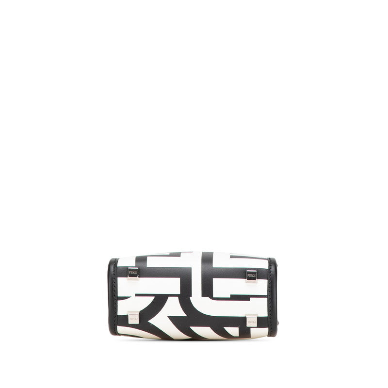 Fendi Zucchino Canvas Leather Shoulder Bag