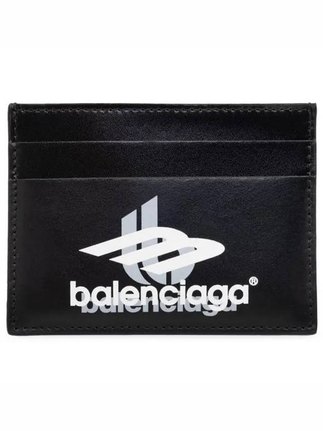 Luxury Balenciaga Trending 2026 Logo Print Leather Card Wallet Black