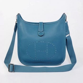 Luxury Hermes Evelyne III Crossbody Bag PM Blue