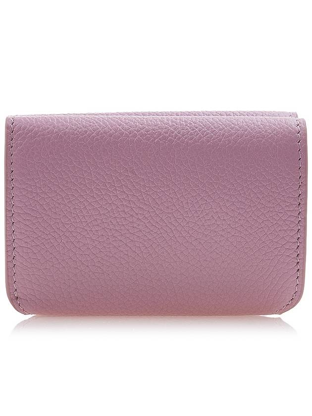 Luxury Balenciaga Trending 2026 Logo Tripold Leather Half-Wallet Pink