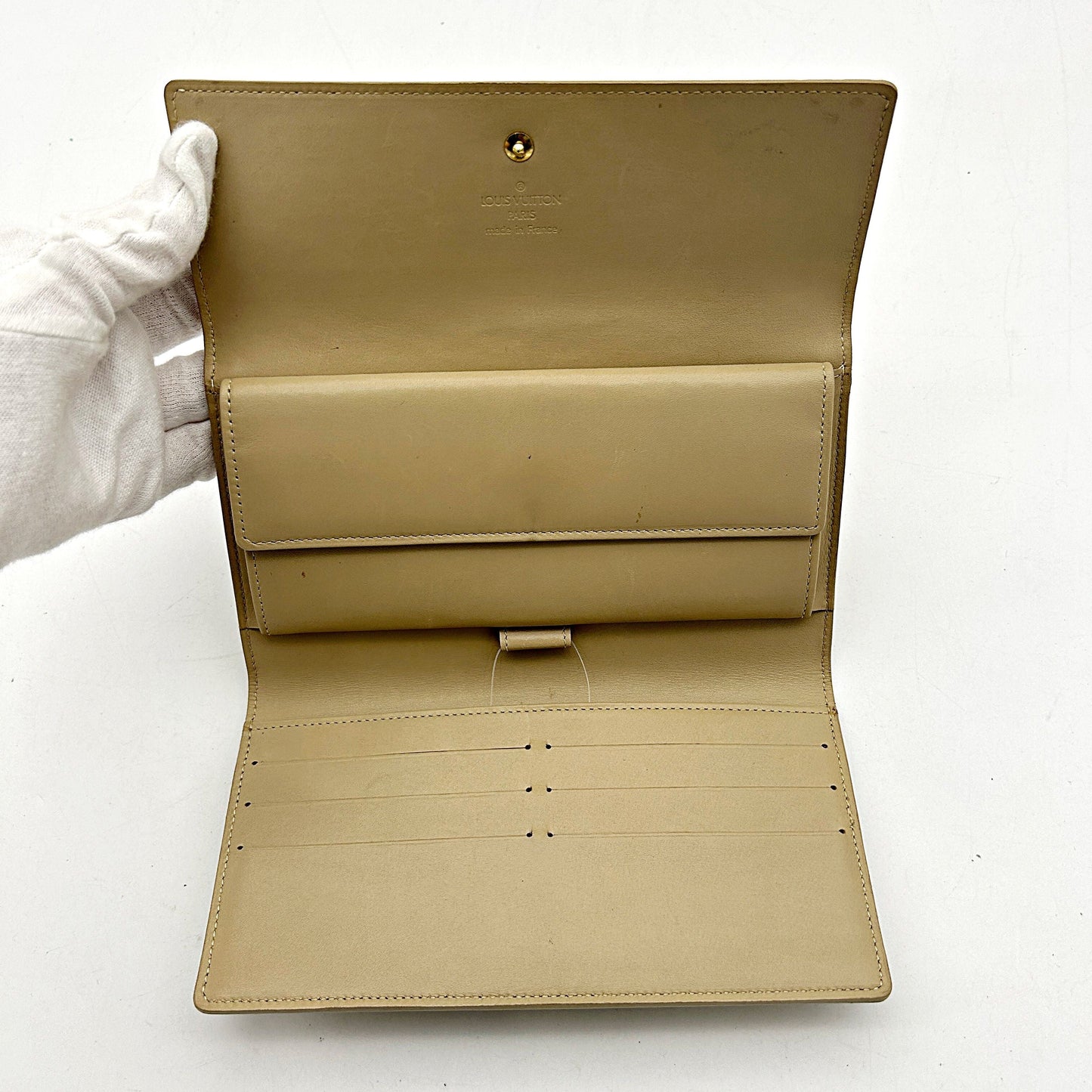 Louis vuitton Long Wallet Monogram Vernis Portefeuille Sarah Patent Leather Beige Women's lv8809bd