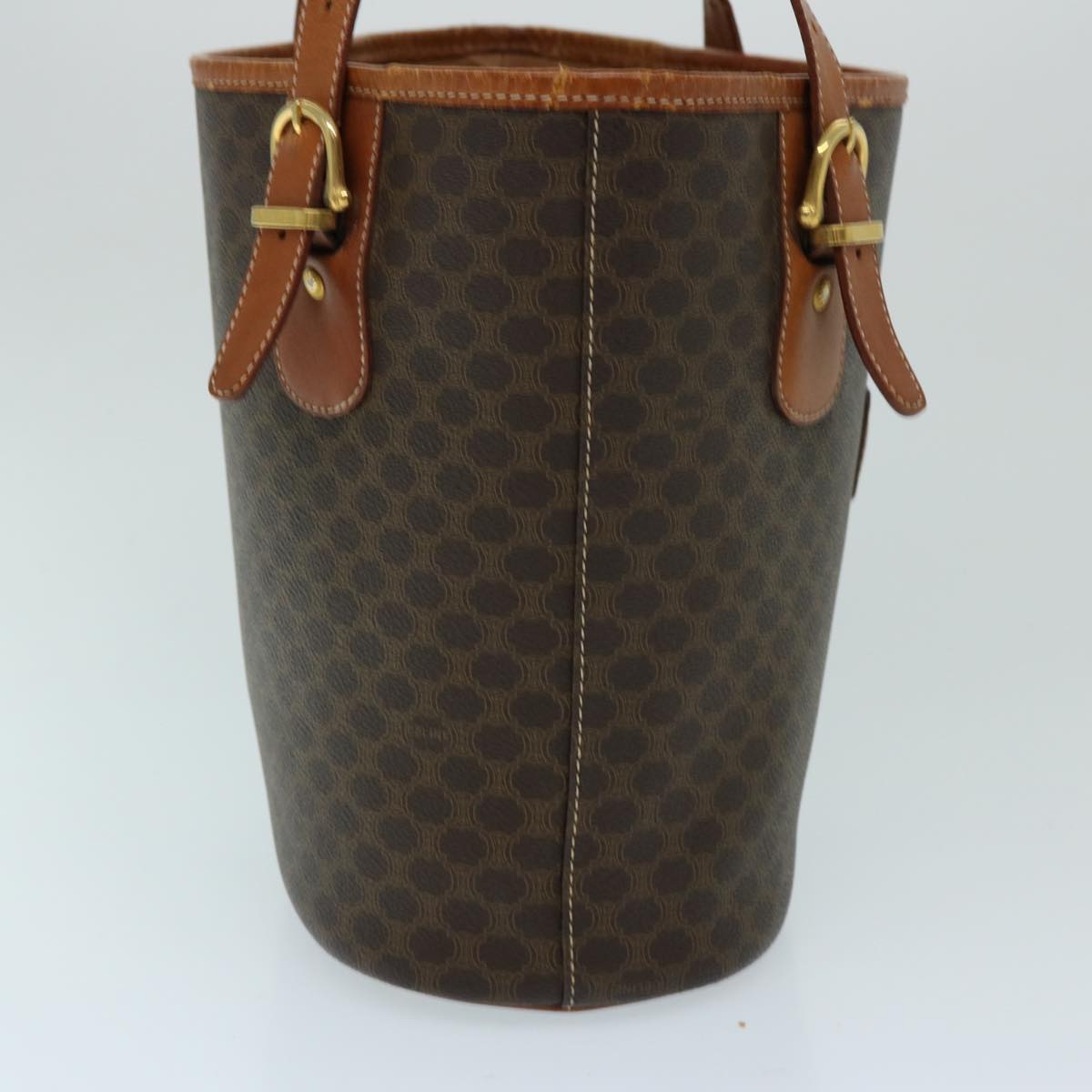 Luxury CELINE Macadam Canvas Tote Bag PVC Leather Brown ep3752