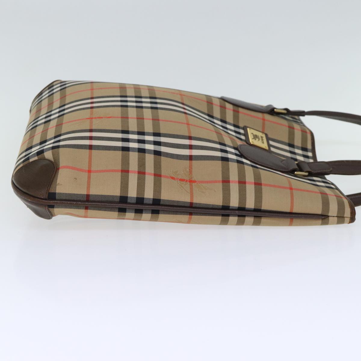 Burberry Nova Check Tote Bag Canvas Beige Auth ep4173